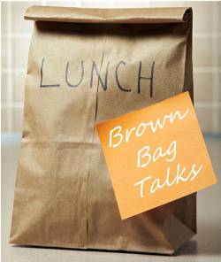 brown bag with a sticky note Brown Bag Talks